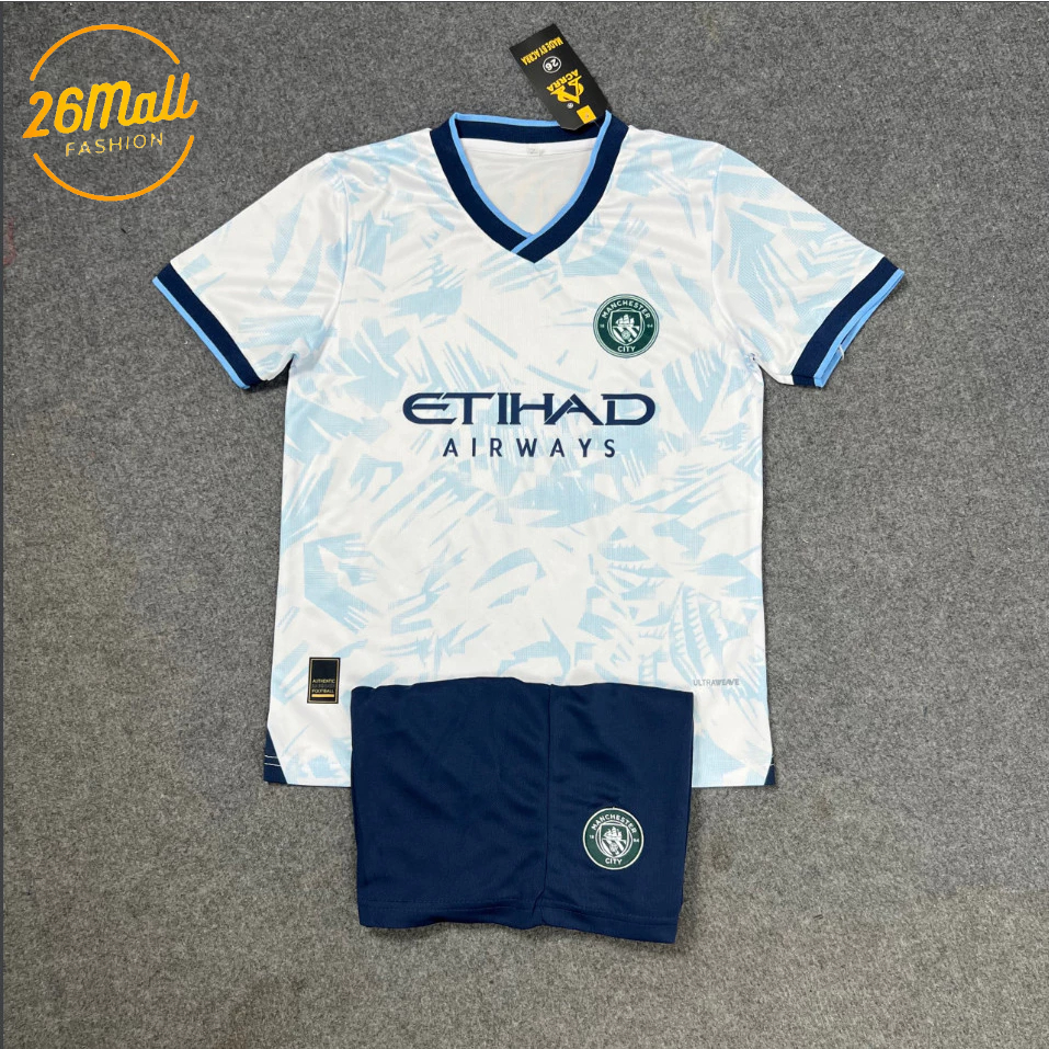 Bộ quần áo bóng đá trẻ em đội tuyển ManCity bản mới 2023 - Áo đá banh bé trai, bé gái vải mè thoáng khí