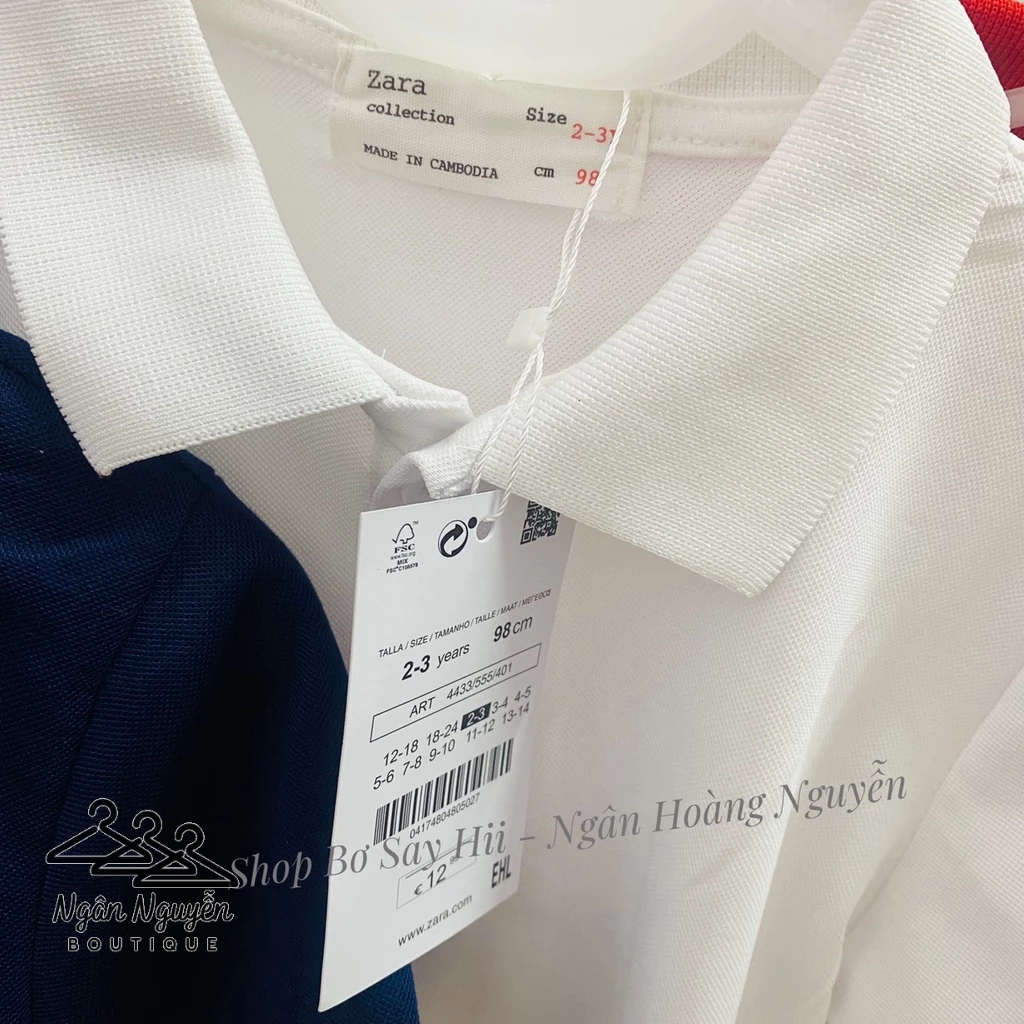 Áo Polo cộc tay z a r a xuất dư cho bé trai 18/24 - 5/6y
