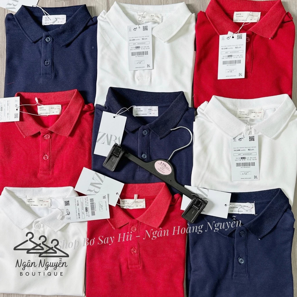 Áo Polo cộc tay z a r a xuất dư cho bé trai 18/24 - 5/6y
