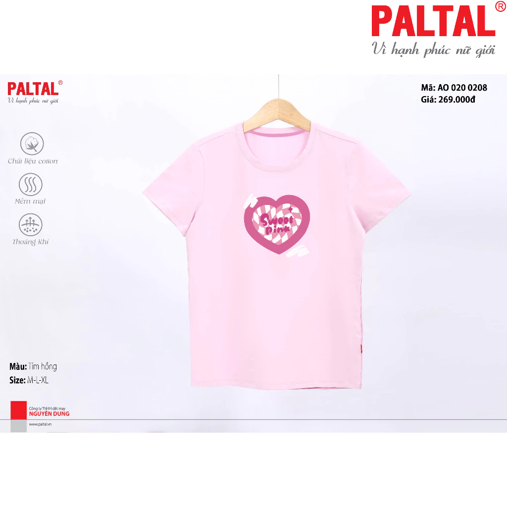 Áo thun cotton Paltal 190p 0208 form suông