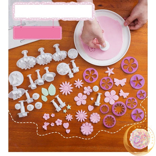Bộ 33 khuôn cutter hoa lá tạo hình fondant cho bánh trôi, bánh trung thu hiện đại