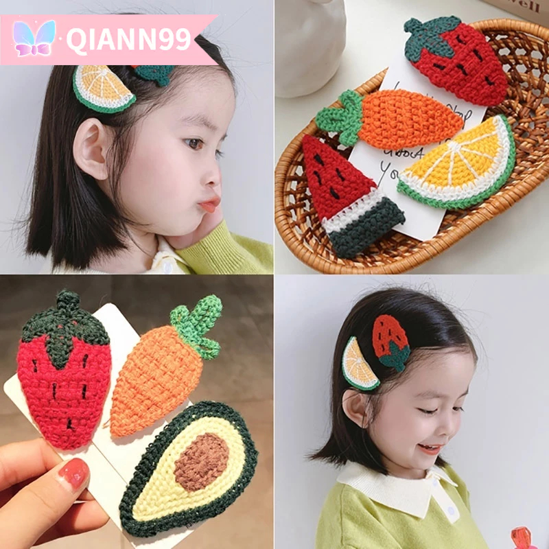 💓Kẹp tóc đan len hình trái cây xinh xắn dành cho bé gái