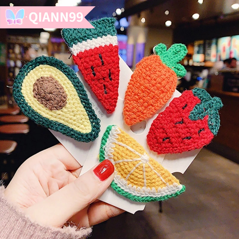 💓Kẹp tóc đan len hình trái cây xinh xắn dành cho bé gái