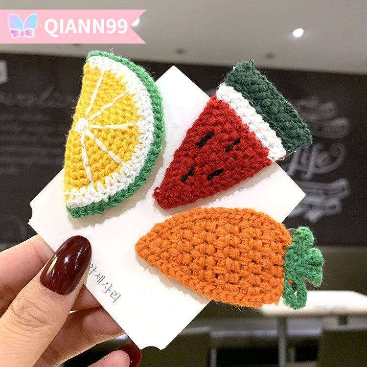 💓Kẹp tóc đan len hình trái cây xinh xắn dành cho bé gái