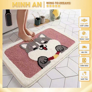 Thảm lau chân thảm chùi chân thấm nước nhà bếp 3d hình thú cute chống trượt nhà tắm 40x60cm