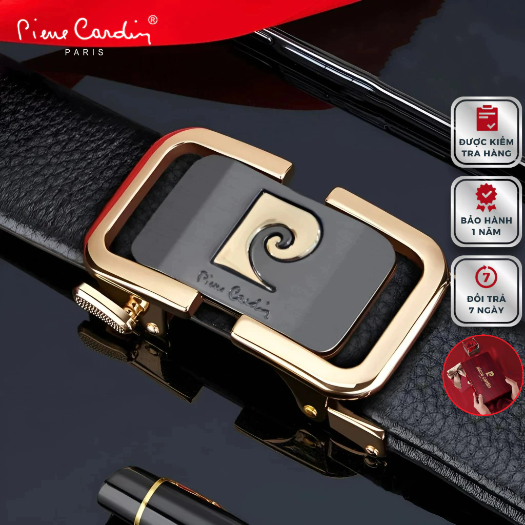 Thắt Lưng Nam Da Cá Sấu Thật 100% Hàng Hiệu Pierre Cardin Dây Nịt Nam Cao Cấp PDCS121 Hộp Gỗ Làm Quà Tặng, Quà Biếu