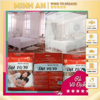 Màn tuyn chống muỗi dệt 10/10 xịn, mùng trắng mắt nhỏ cao cấp 1m2, 1m6, 1m8, 2m2