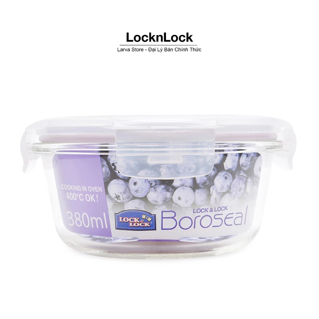 Hộp Thủy Tinh 380ml Tròn LocknLock Chịu Nhiệt LLG821 Ø100x65mm - Larva Store