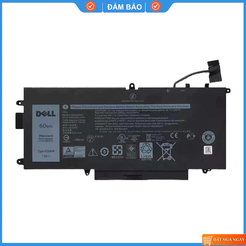 Pin Zin Dell Latitude 5285 5289 7389 7390 L3180 K5XWW 6CYH6 725KY N18GG 71TG4 60wh 2in1 Mới 100%