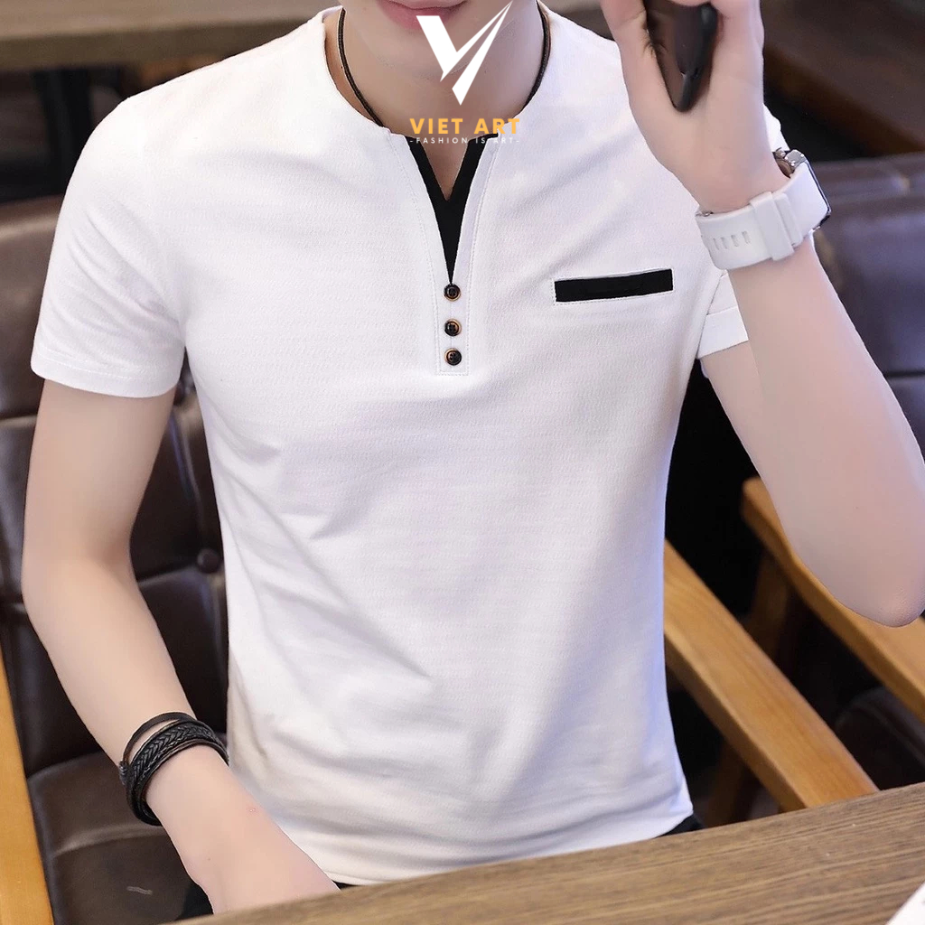 ÁO POLO NAM CỔ TÀU A001 VẢI COTTON CÁ SẤU BAO ĐẸP - FORM ÁO LÊN NAM TÍNH TRẺ TRUNG