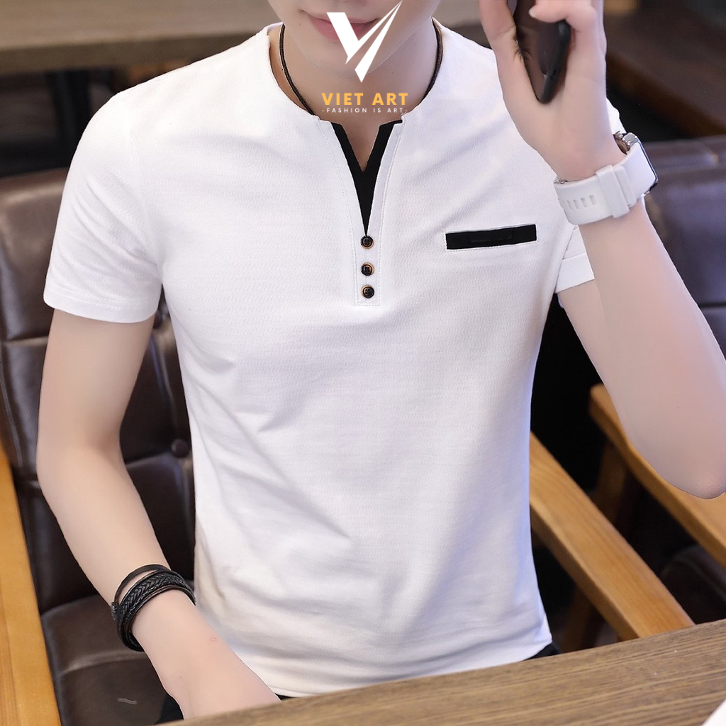 ÁO POLO NAM CỔ TÀU A001 VẢI COTTON CÁ SẤU BAO ĐẸP - FORM ÁO LÊN NAM TÍNH TRẺ TRUNG
