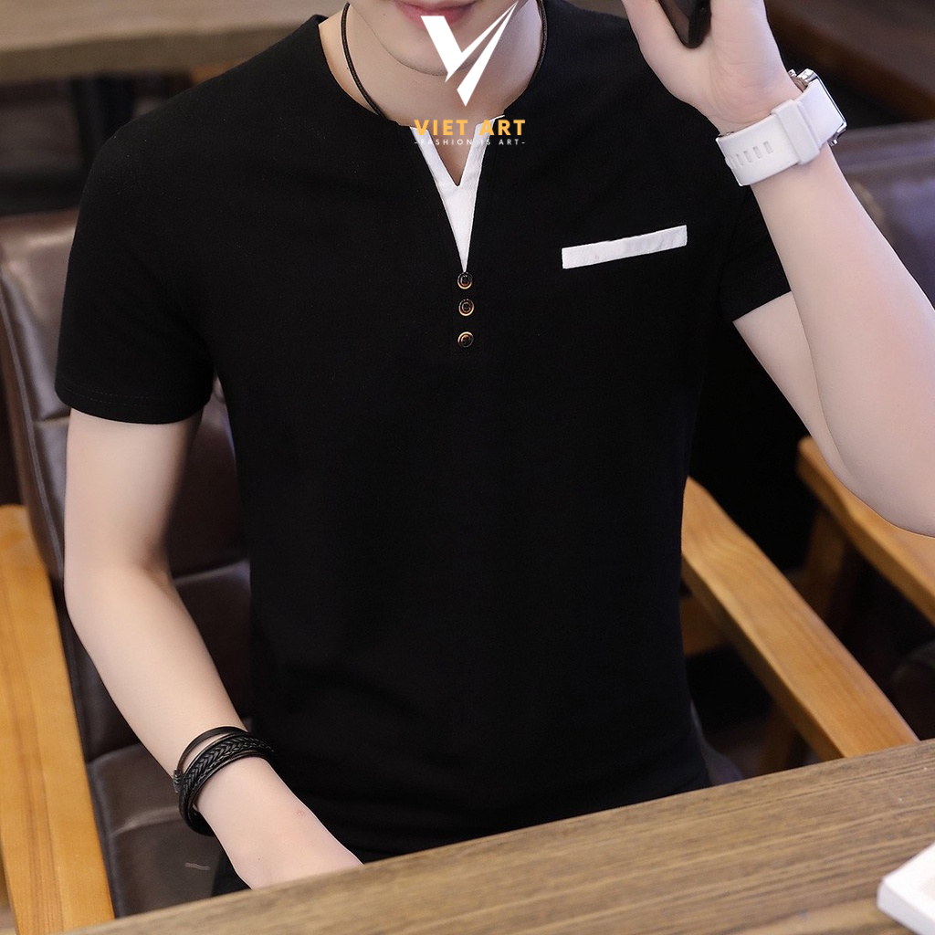 ÁO POLO NAM CỔ TÀU A001 VẢI COTTON CÁ SẤU BAO ĐẸP - FORM ÁO LÊN NAM TÍNH TRẺ TRUNG