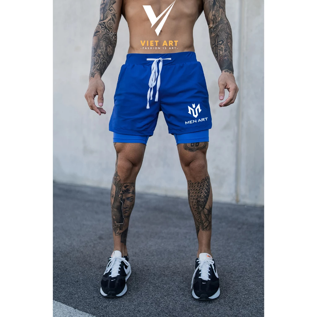 Quần chạy bộ 2 lớp Nam Qn237 co giản thoáng khí, bó cơ, Quần thể thao nam tập gym cao cấp