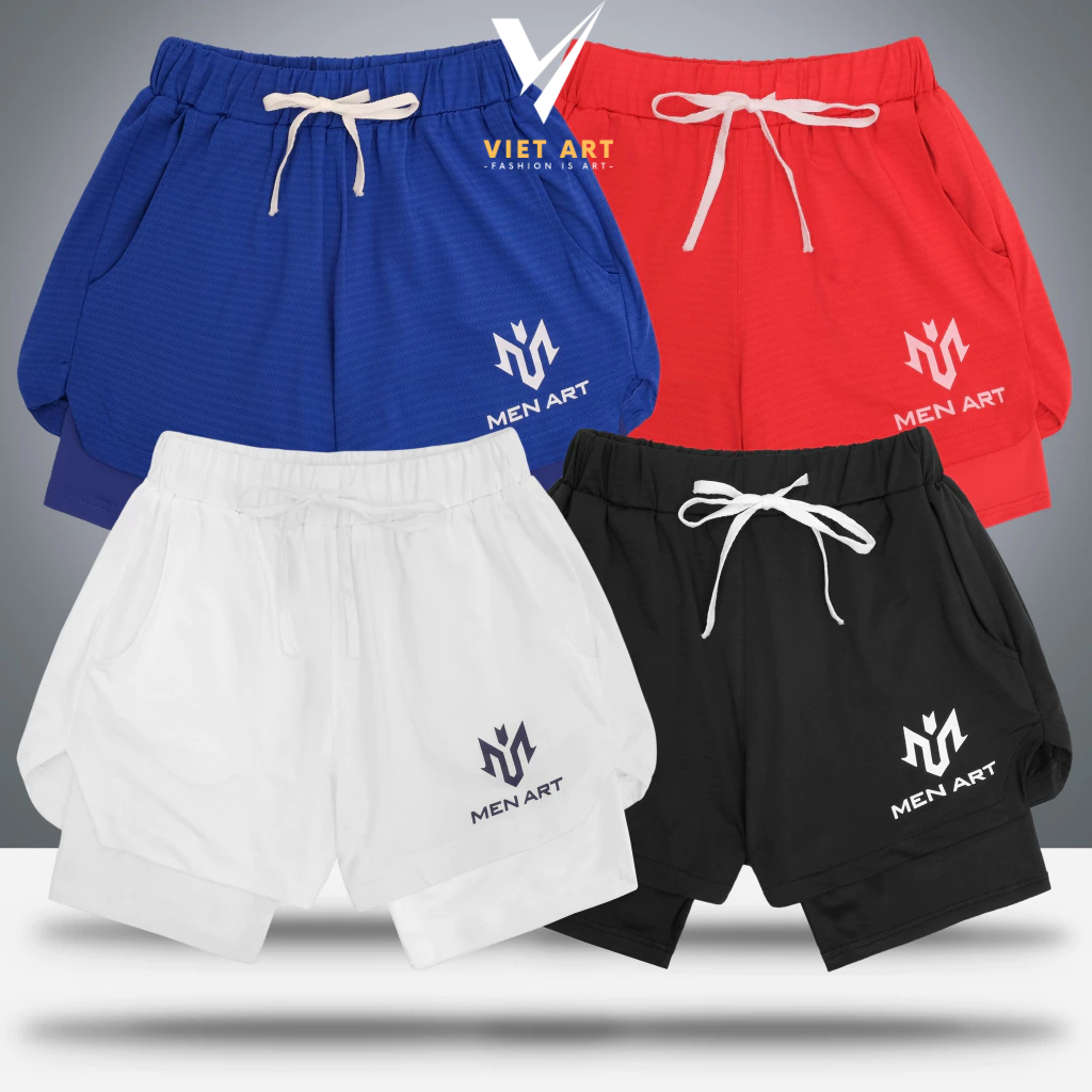 Quần short 2 lớp Qn237 quần gym quần dạp xe quàn chạy bộ siêu co giản thấm hút mồ hôi thoáng khi