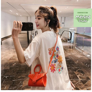 Áo thun nữ in hình 2 mặt form rộng MENINA_STUDIO, áo thun cotton nữ mẫu 2024 siêu xinh