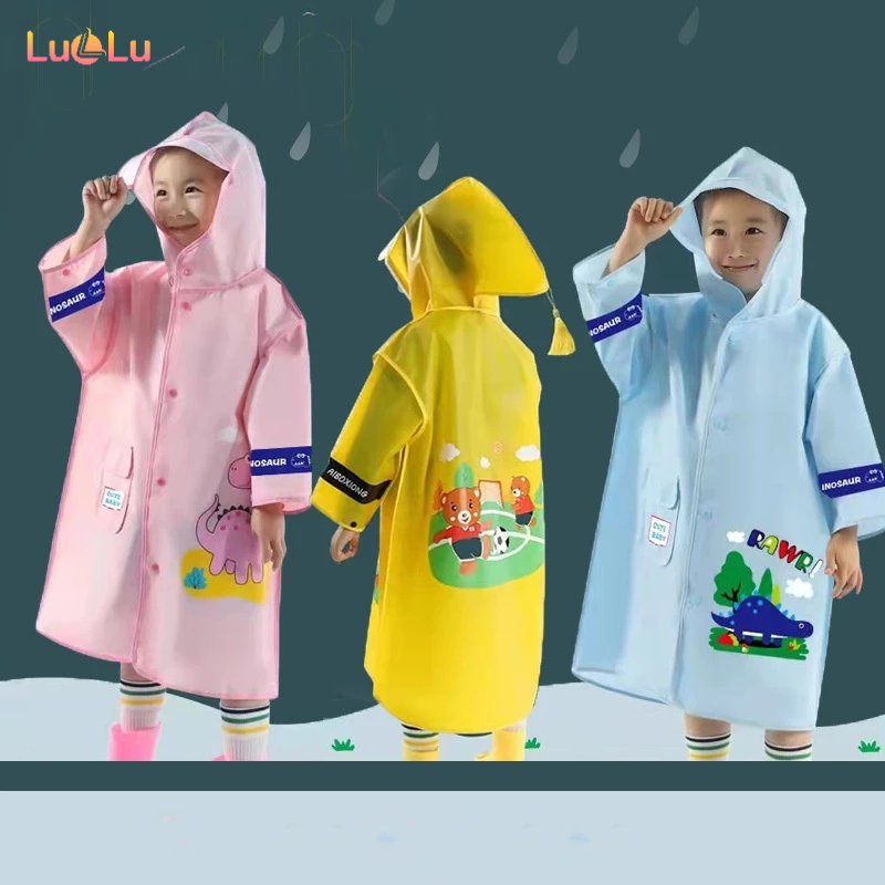 Áo mưa cho bé hình khủng long nhẹ mềm không mùi có mặt, In hình hoạt hình dễ thương
