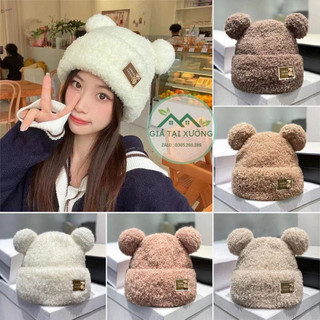 Mũ len tai gấu siêu ấm phong cách hàn quốc