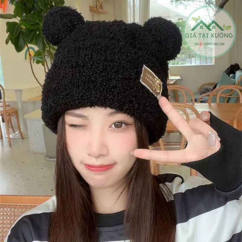 Mũ len tai gấu siêu ấm phong cách hàn quốc