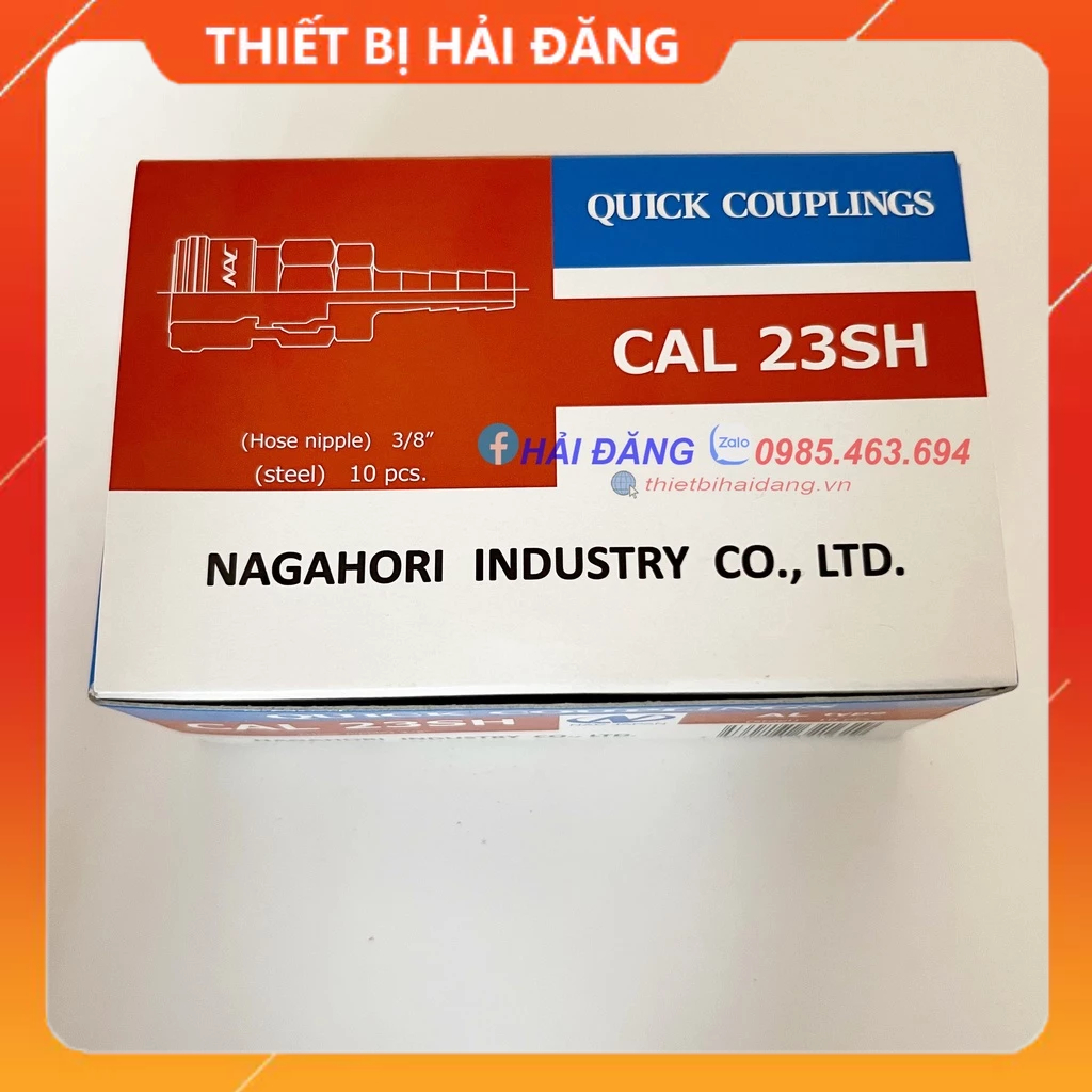Đầu nối nhanh khí nén Nhật Bản Nagahori cho dây phi 9.5mm, Thép không gỉ