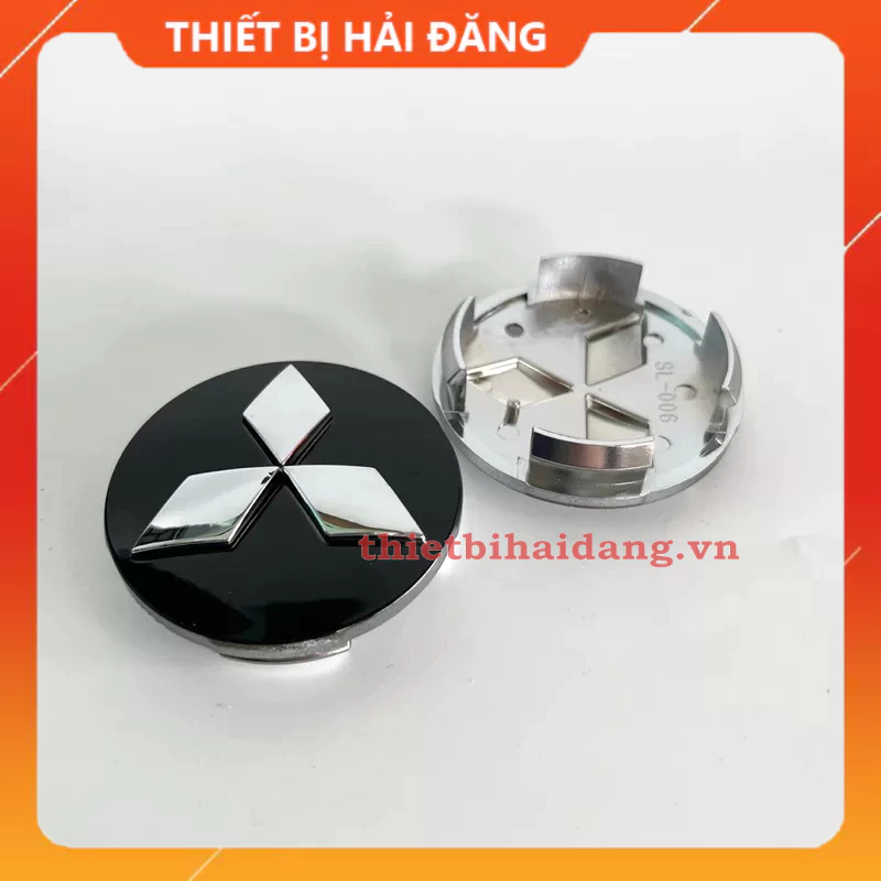 Logo chụp mâm, Ốp lazang bánh xe ô tô Mitsubishi, đường kính 60mm