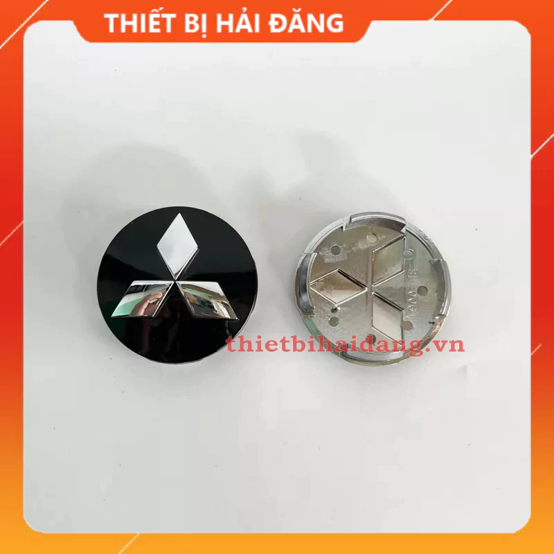 Logo chụp mâm, Ốp lazang bánh xe ô tô Mitsubishi, đường kính 60mm