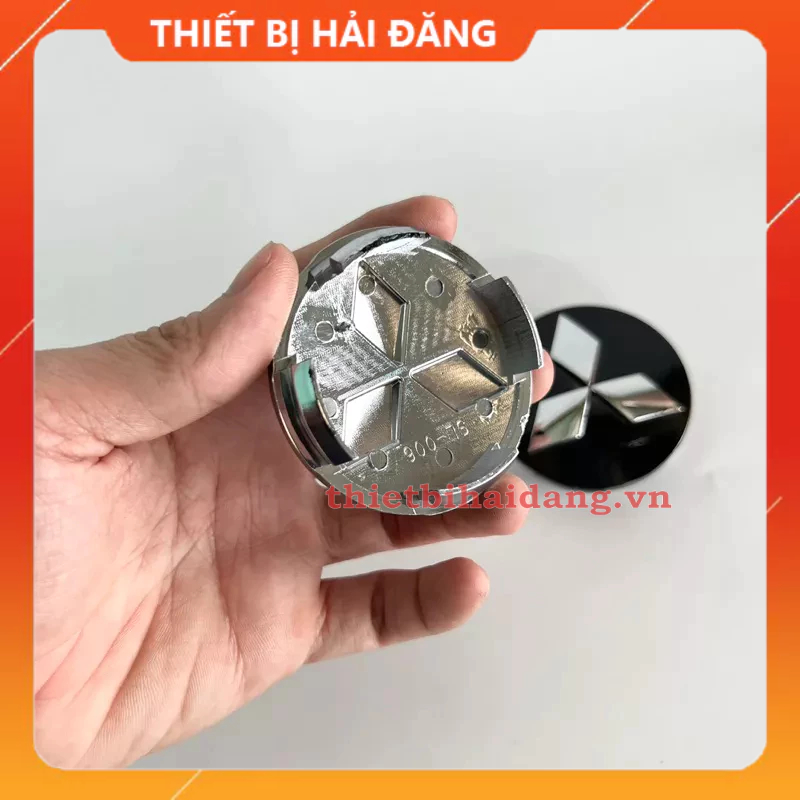 Logo chụp mâm, Ốp lazang bánh xe ô tô Mitsubishi, đường kính 60mm
