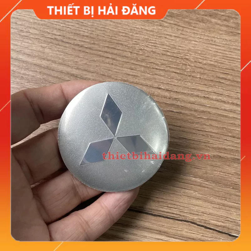 Logo chụp mâm, Ốp lazang bánh xe ô tô Mitsubishi, đường kính 60mm
