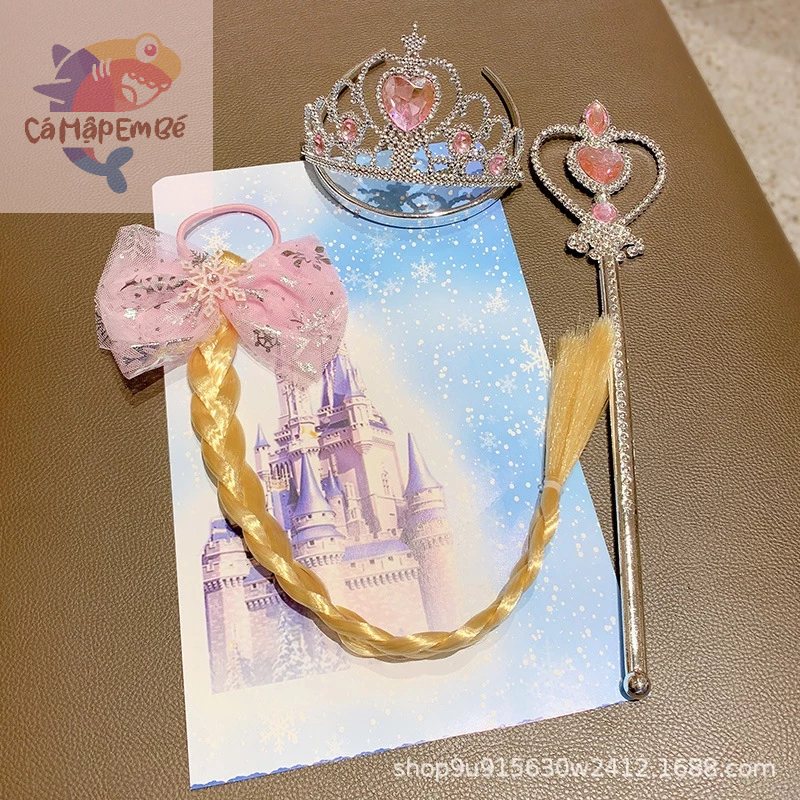 Vương Miện + Đũa Thần + Tóc Giả Cho Bé Gái dành cho công chúa ELSA