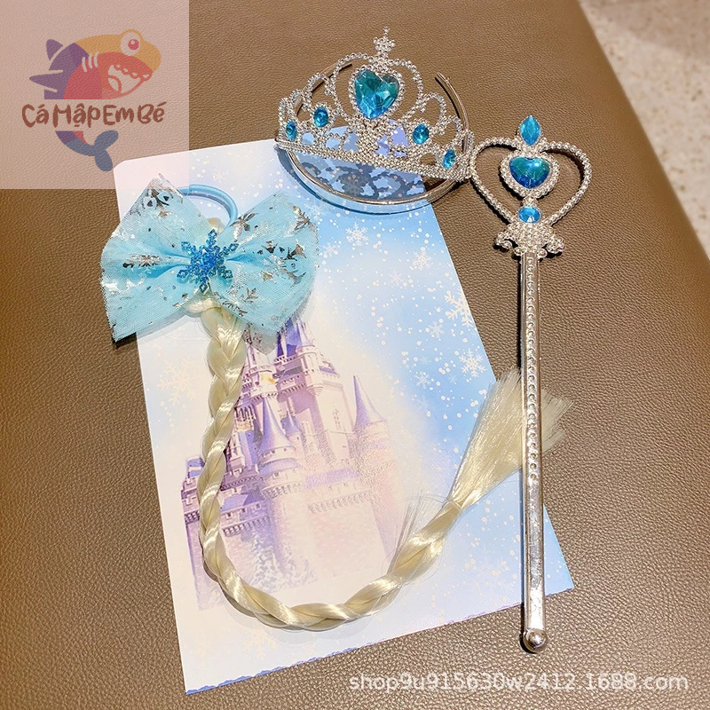 Vương Miện + Đũa Thần + Tóc Giả Cho Bé Gái dành cho công chúa ELSA