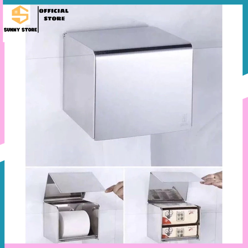 Hộp đựng giấy vệ sinh Vuông inox 304 - SUNNY STORE
