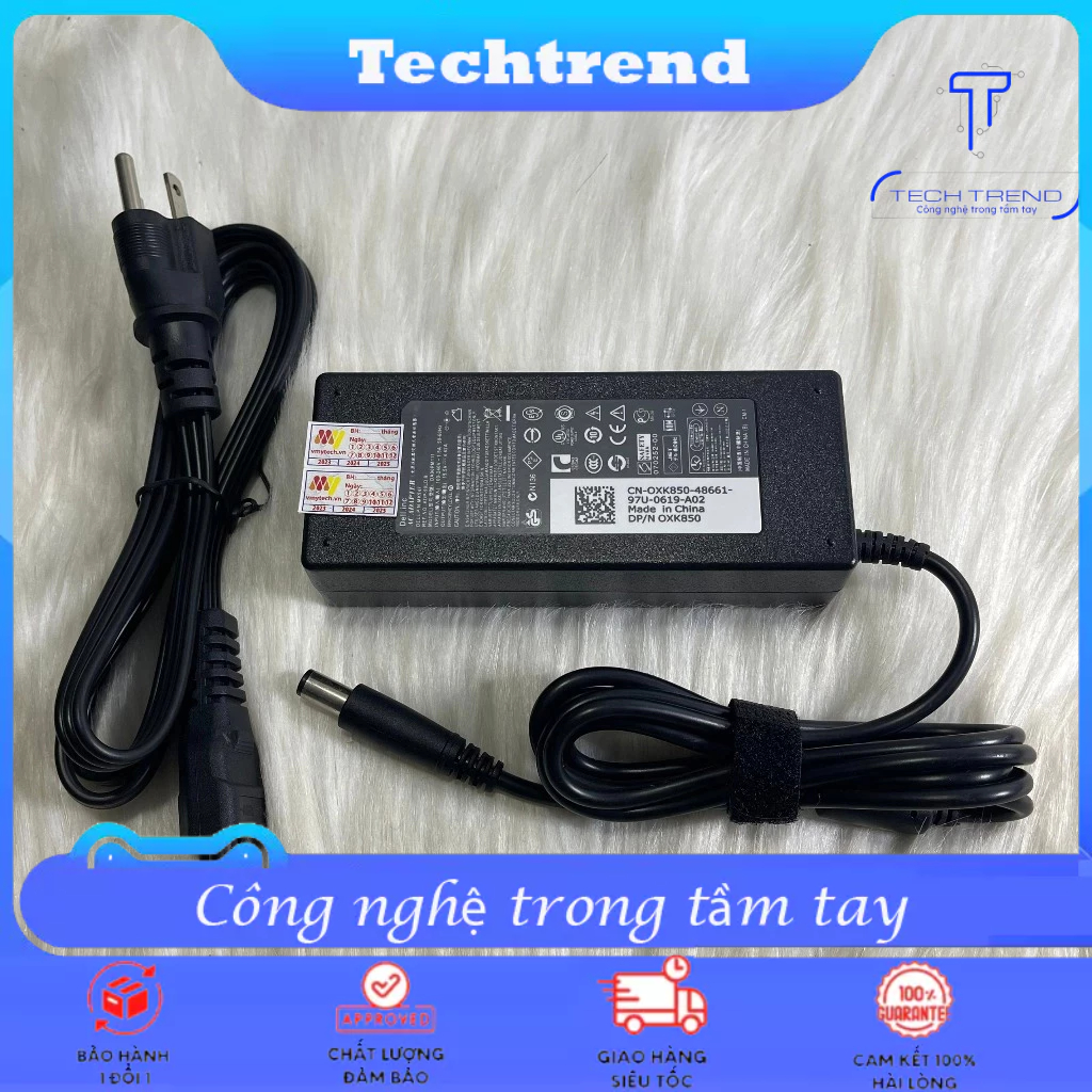 Sạc Laptop Dell Chân Kim To  19.5V-4.62A  - TẶNG KÈM DÂY NGUỒN