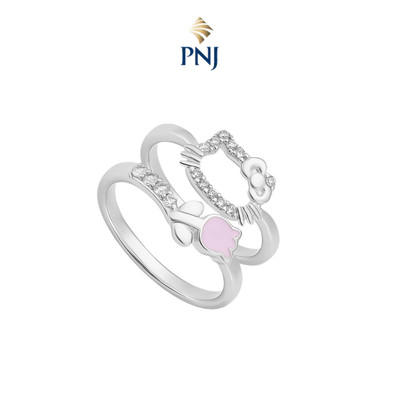 Nhẫn Bạc Đính Đá CZ PNJ ❤️ HELLO KITTY XMXMW000133