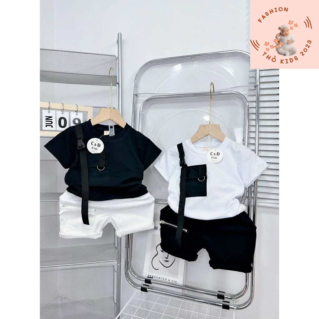 10-24kg Bộ quần áo bé trai Hiphop - bộ quần đùi áo cộc tay cho bé đi học Thokids2023