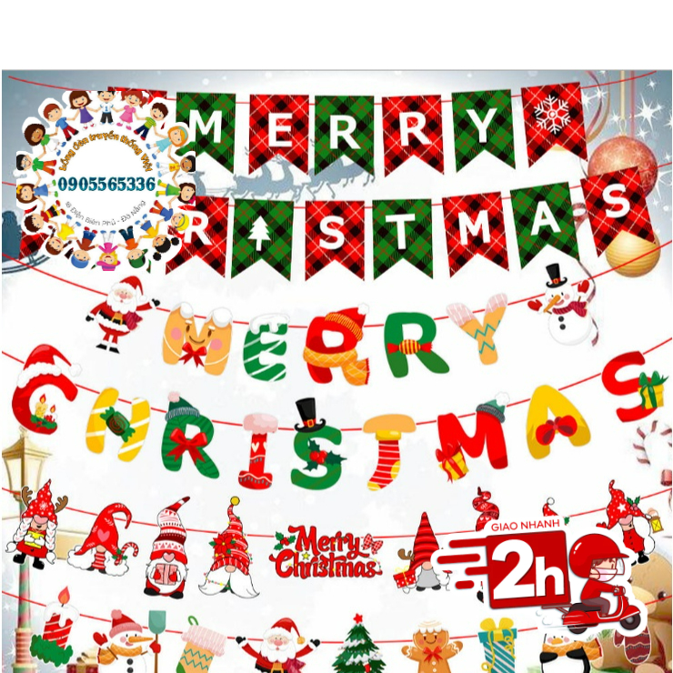 Dây treo Noel  MERRY CHRISTMAS trang trí Noel dài 3m mẫu hot 2024