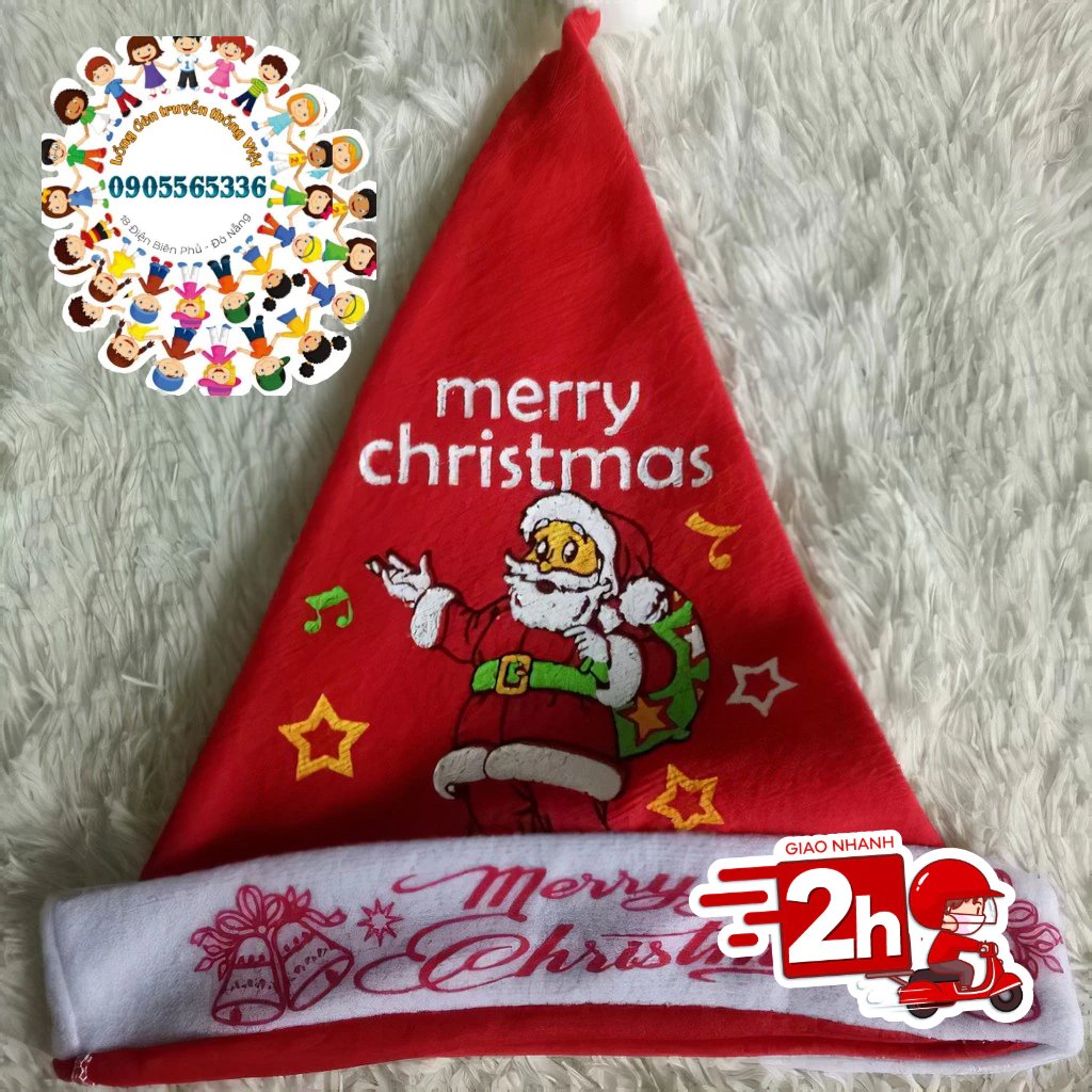 COMBO 10 CÁI Mũ Ông già Noel vải nỉ hoạt hình giá sỉ - Mũ Nỉ Giáng Sinh 2024 - Nón Ông già Noel giá sỉ