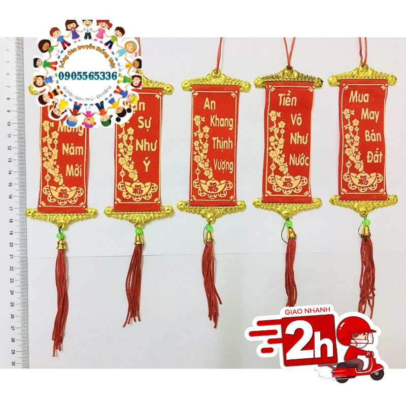 Liễn treo cây Tết phát tài giá sỉ - Chữ đỏ treo cây Tết