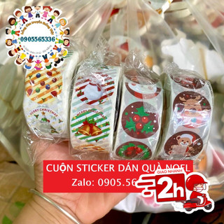 Cuộn dán 500 sticker Noel dán khóa thiệp, hộp bánh kẹo Giáng Sinh
