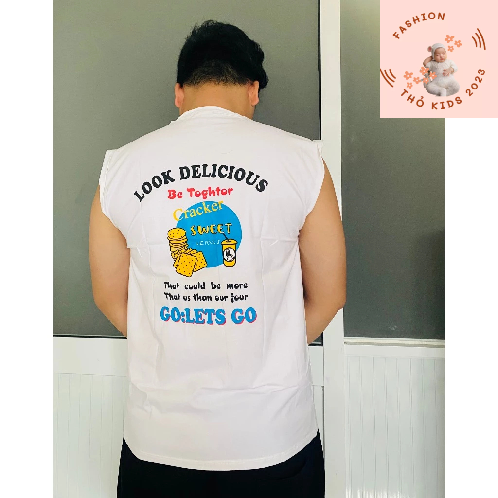 45-65kg Áo ba lỗ bigsize bé trai màu trắng 100% cotton- Áo thun trắng sát nách King BB VNXK