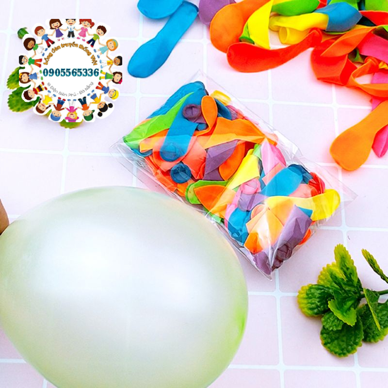 Túi 100 bong bóng mini đủ màu trang trí tiệc, sinh nhật, đám cưới - Bong bóng nước hình quả đu đủ chơi trò chơi tiếng to