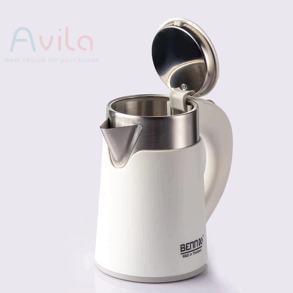 Tặng Cốc Bao Da, Ấm siêu tốc, Ấm siêu tốc mini Bennix BN-008EK 2 lớp cao cấp 0.8L, sôi nhanh, an toàn