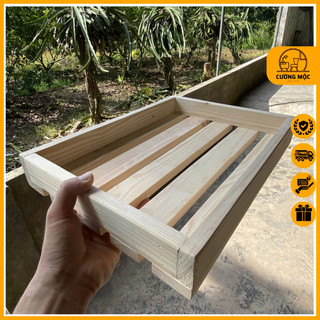  Khay Gỗ Pallet Chữ Nhật Đa Năng Tiện Lợi - Khay Trà Khay Đựng Hoa Quả Coffee Gỗ Thông Decor 