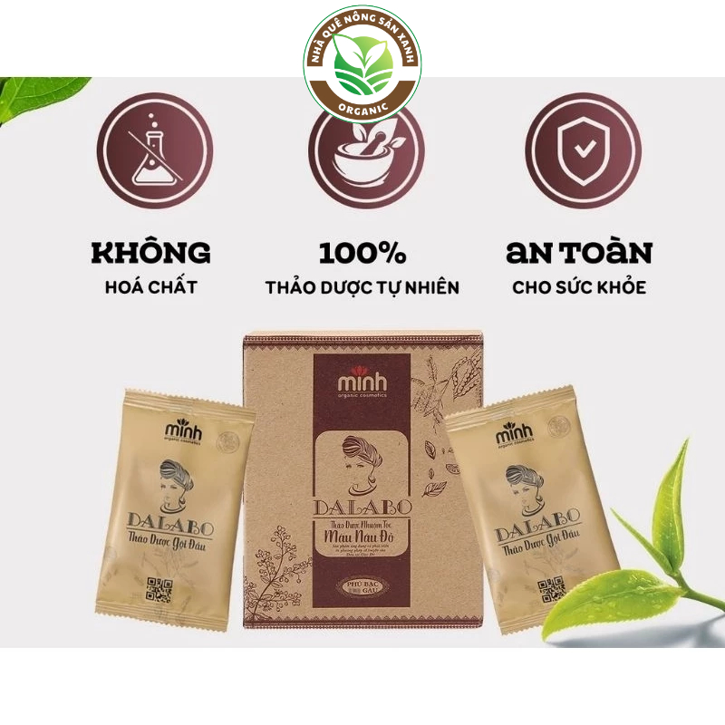 Bột lá nhuộm tóc Dalabo 100% từ lá thảo dược tự nhiên, giảm gàu ngứ, phủ bạc và tạo màu thời trang