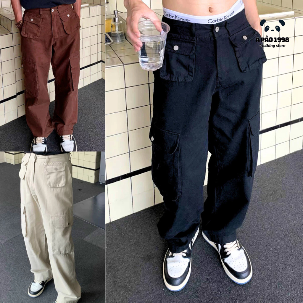 Quần Dài Kaki Nam Túi Hộp Unisex Cao Cấp Retro Phong Cách Vintage, Quần Túi Hộp Nam Nữ Cargo Chất Kaki.Pants Cargo.