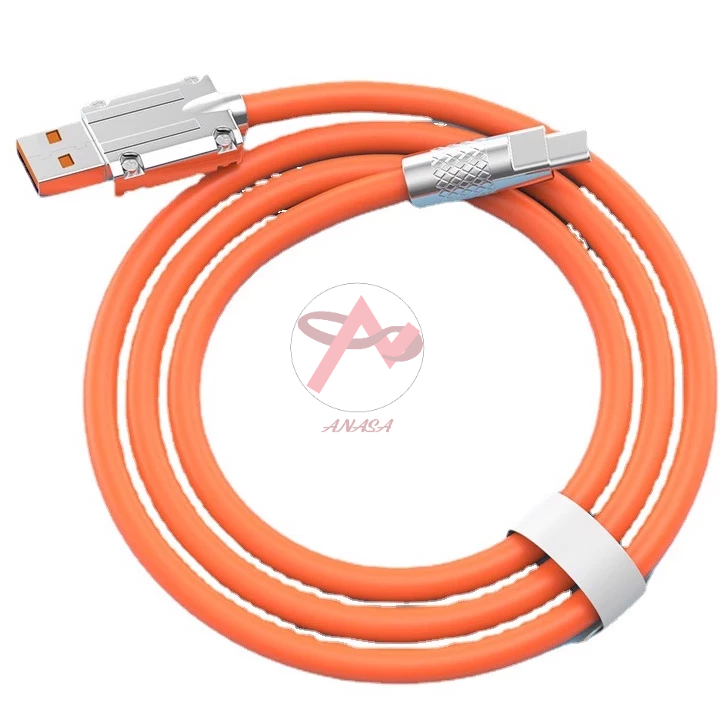 Cáp điện thoại silicon sạc nhanh chống rối có led báo 5VDC 6A 120W