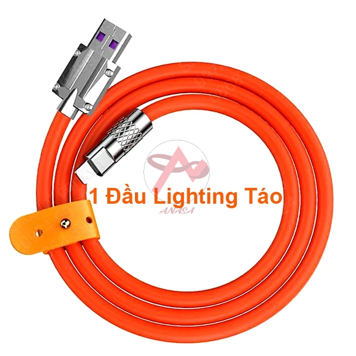 Cáp điện thoại silicon sạc nhanh chống rối có led báo 5VDC 6A 120W