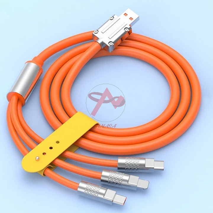 Cáp điện thoại silicon sạc nhanh chống rối có led báo 5VDC 6A 120W