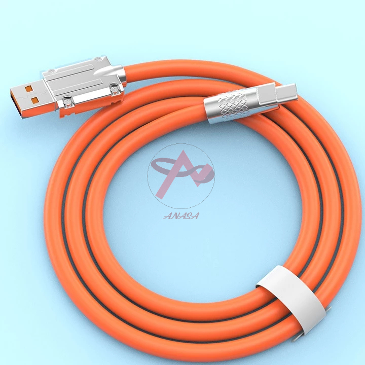 Cáp điện thoại silicon sạc nhanh chống rối có led báo 5VDC 6A 120W