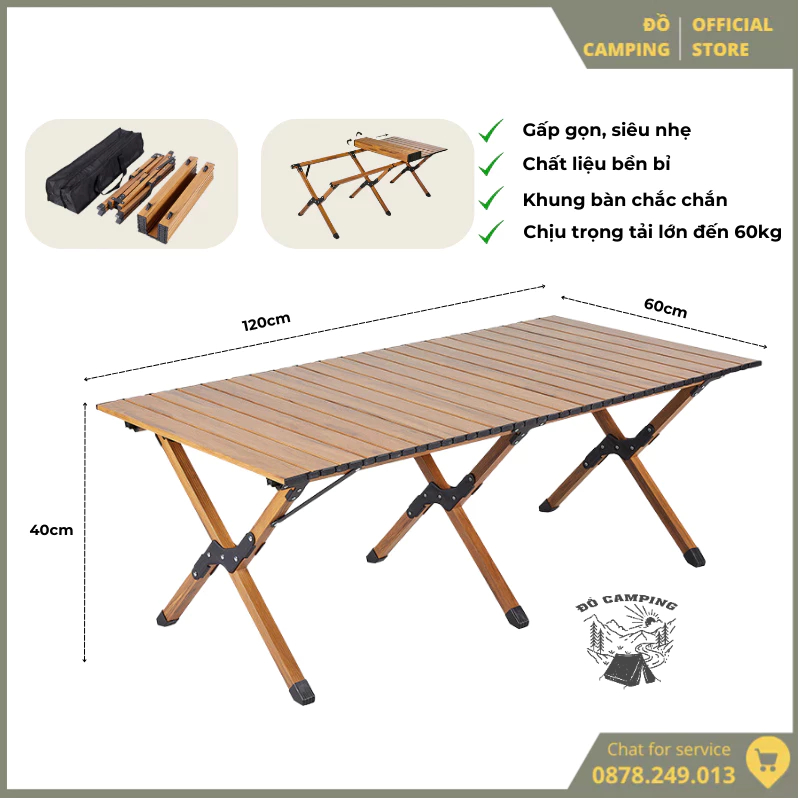 Bàn dã ngoại xếp gọn picnic du lịch gấp gọn bằng hợp kim nhôm cao cấp siêu nhẹ, khung chắc chắn, độ bền cao [DCP21]