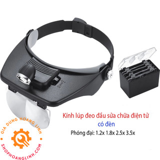 Kính lúp phóng đại sửa chữa điện tử, kính lúp đội đầu có đèn phiên bản v8
