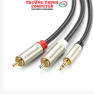 Cáp Audio 3.5mm ra 2 đầu RCA dài 1,5m chính hãng Ugreen 40842 mạ vàng cao cấp